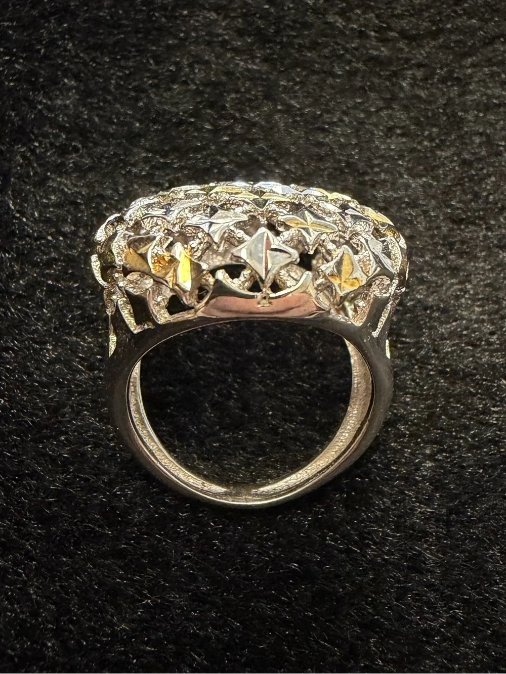 Sterling Silver w/ GP Accents Italian Made Dome Ring